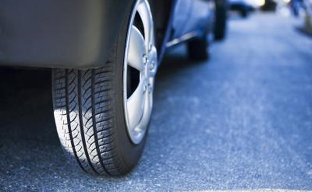 Low angle view of a tire.