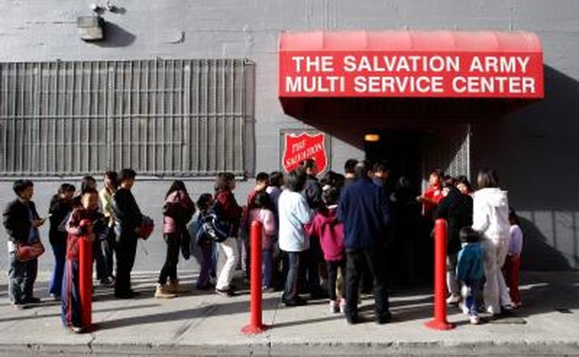 Line outside a Salvation Army store