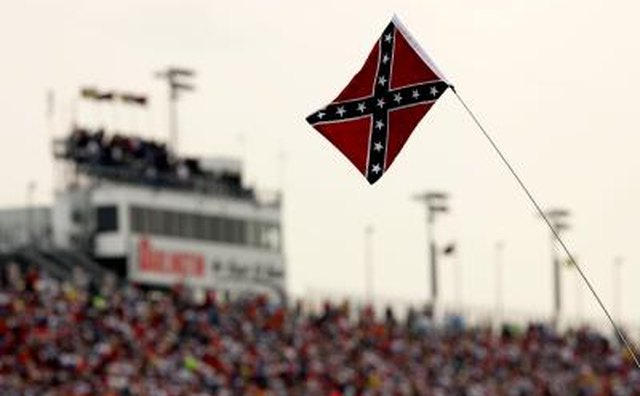 Rebel flag flying at stock car rally