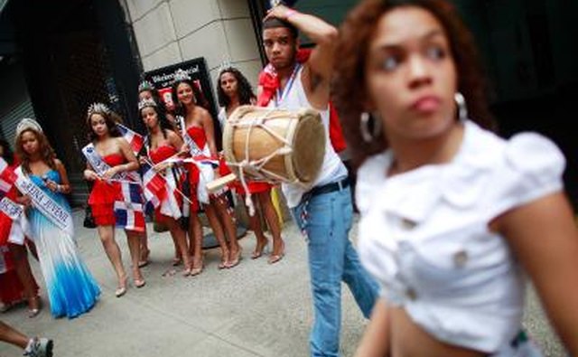 Dominican women performers in Dominican Days parade in New York City
