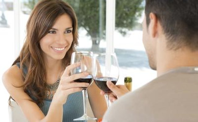 couple cheering with wine glasses