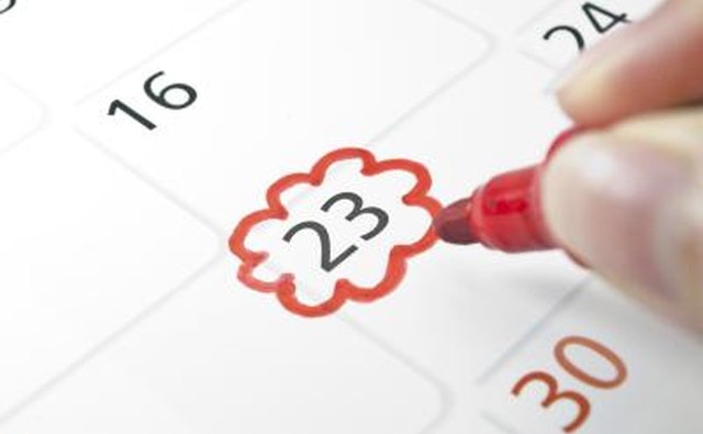 Calendar with date circled