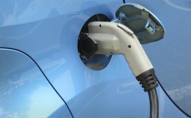 Electric car receiving special fuel.