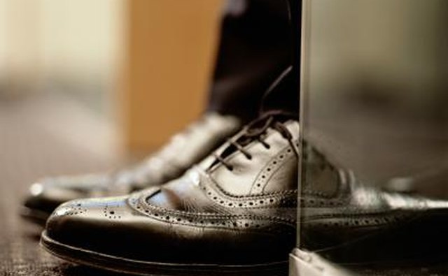 Dress shoes on man's feet.