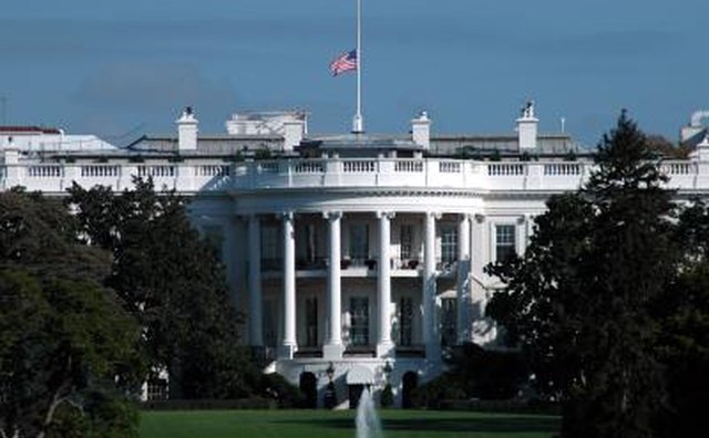Flag at half mast above the White House in Washington D.C.