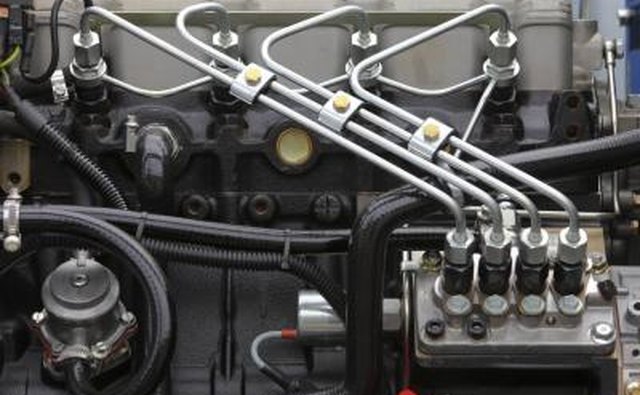Fuel lines detail on diesel engine