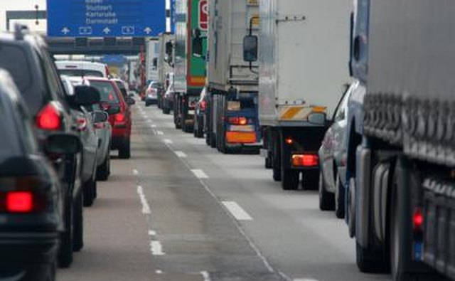 Heavy diesel truck traffic