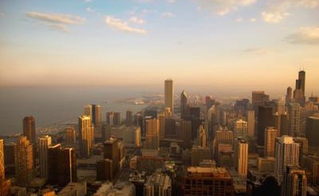 View of Chicago, a large city.