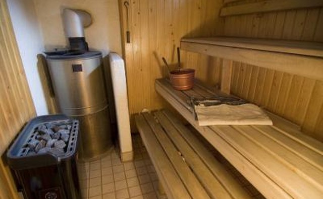 A typical Finnish sauna with two stoves