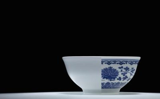 White and blue China bowl.