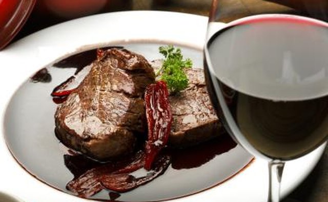 Red wine and meat.