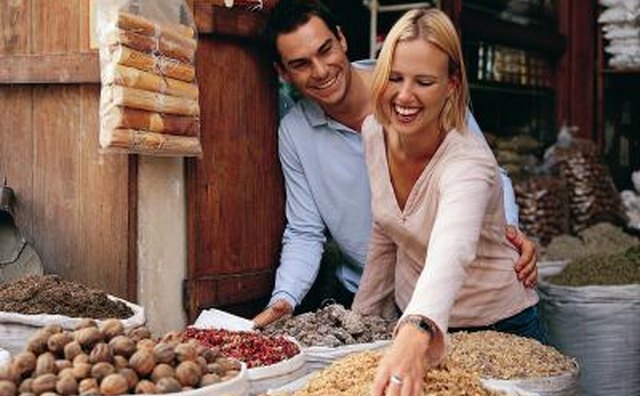 Couple in a market, shopping