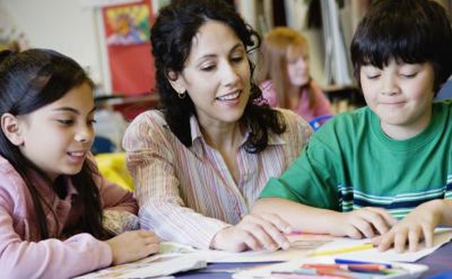 Sunday school teacher with children