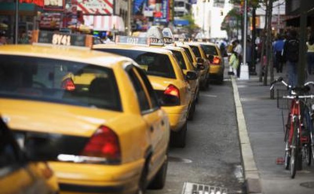 Taxi cabs in New York City.