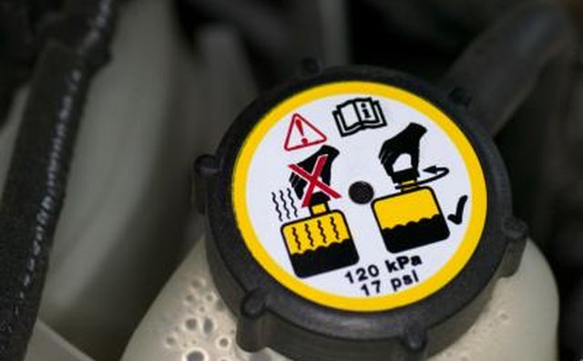 Cap of coolant overflow reservoir in engine