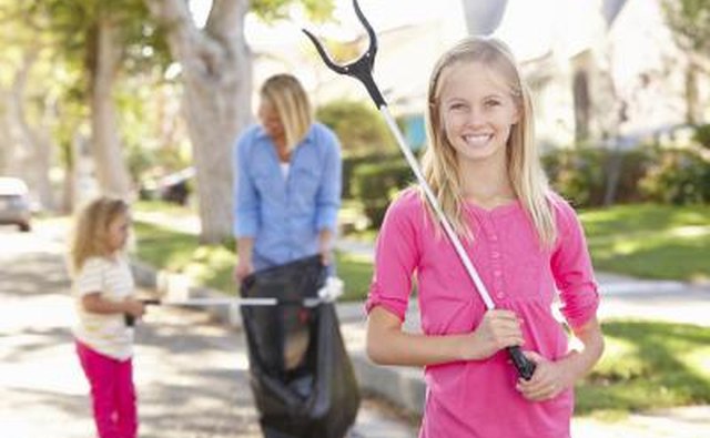 Being of service, cleaning up the street.