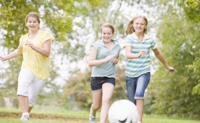 Girls playing soccer