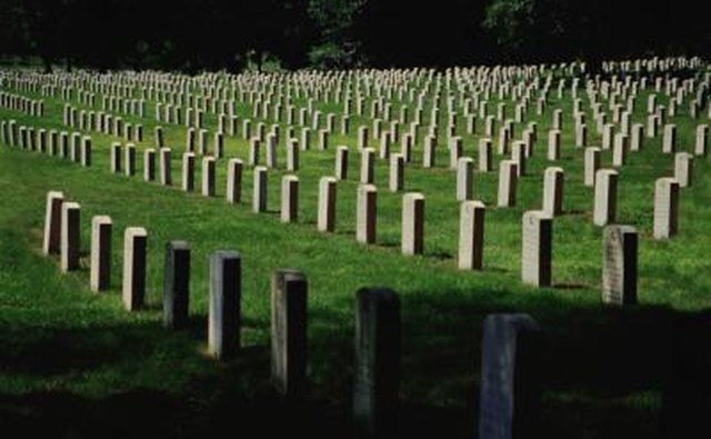 graveyard of tombstones all facing east