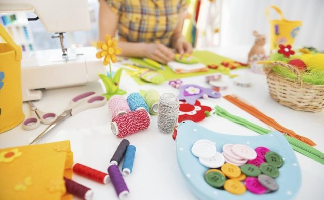 Girl working on craft project