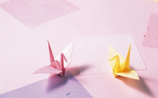 Two origami cranes.