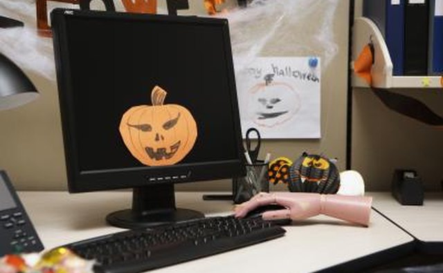 Office with Halloween decorations
