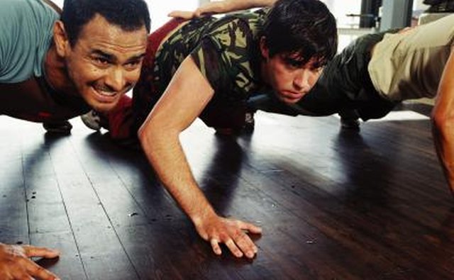 Soldiers doing push ups