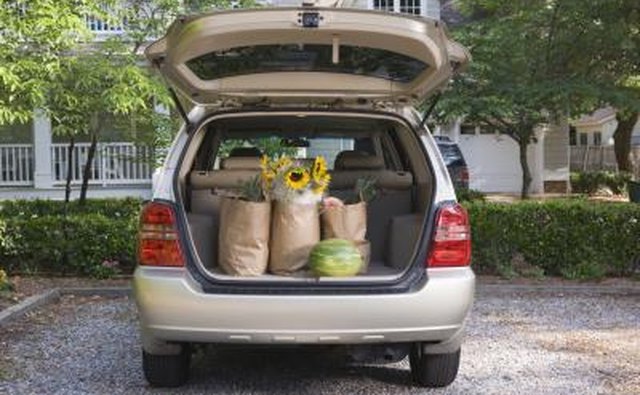 Grocery bags in van
