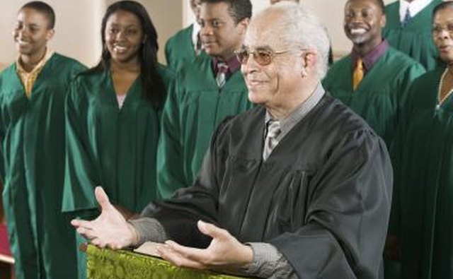 Pastor in front of choir