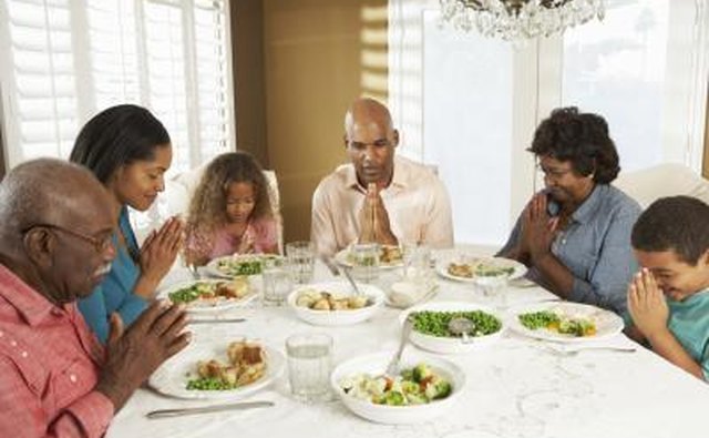 Meals are often eaten with family members.