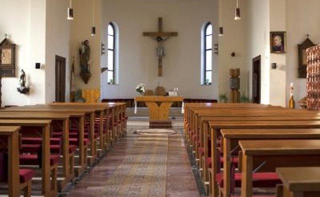 Inside large traditional Catholic church