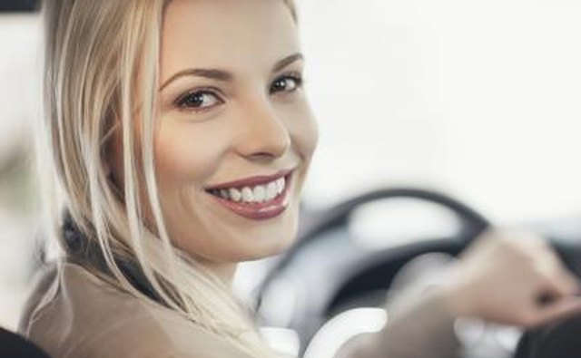 woman in car