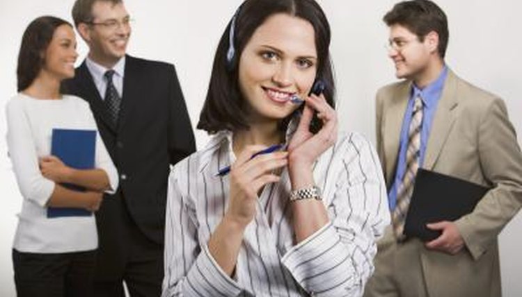 Telephone customer service agent and saleswoman