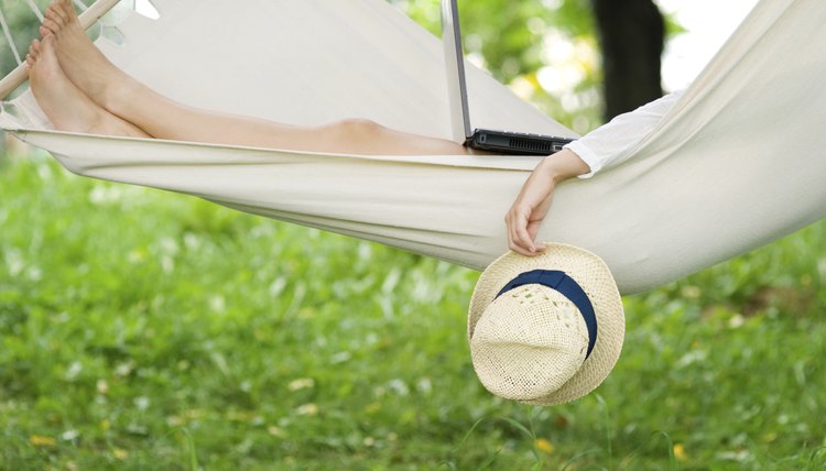 Relaxing on hammock