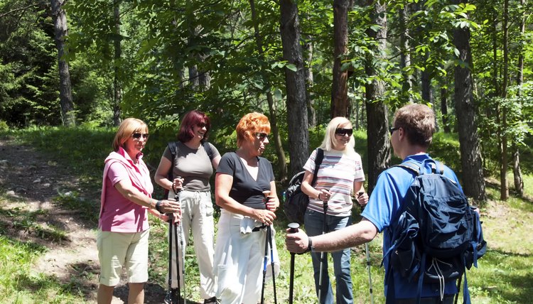 Nordic walking in park