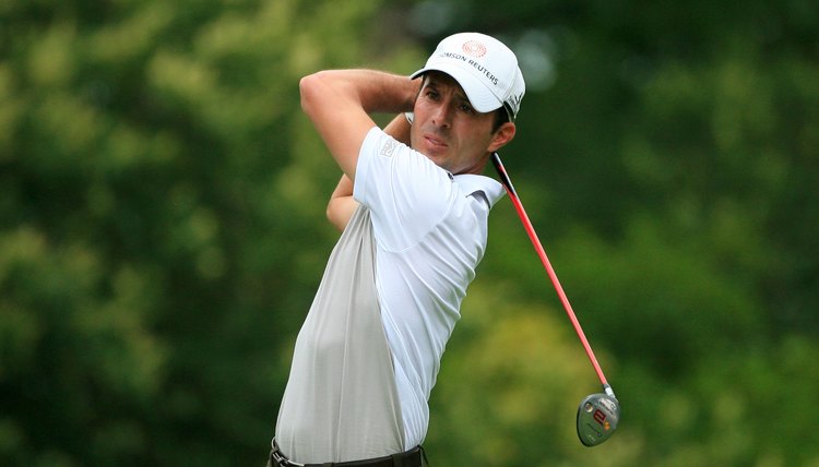 Left-handed PGA Tour member Mike Weir competes in the 2011 Crowne Plaza Invitational in Fort Worth, Texas.