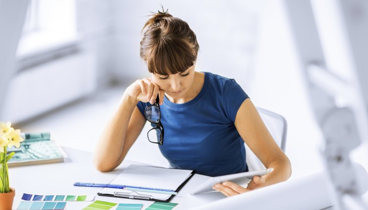 woman working with color samples for selection