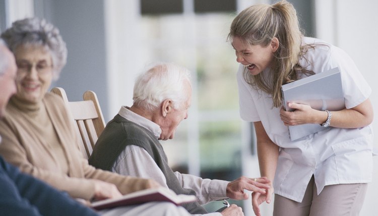 Nurse with man on porch