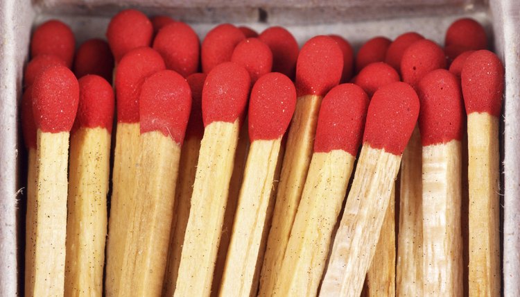 Close-up matches in matchbox