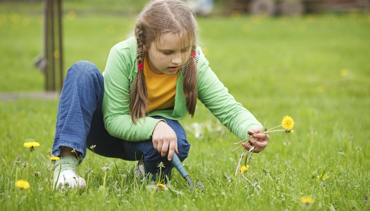 Little girl working in garden