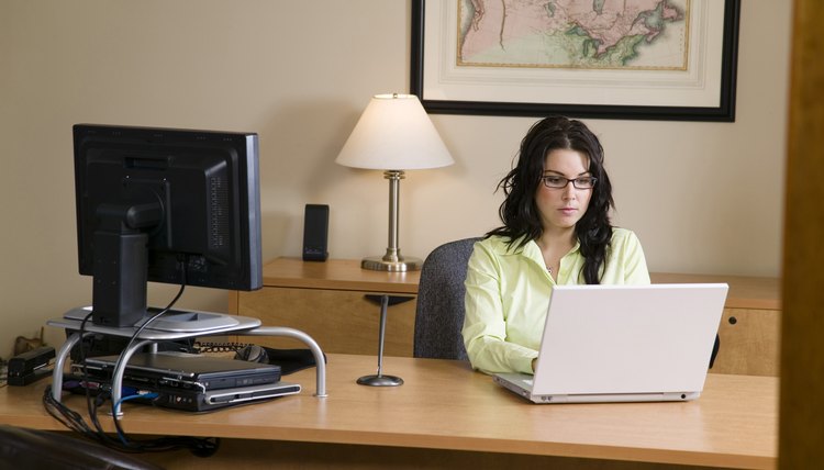 Busineswoman using a laptop