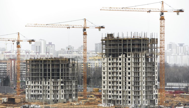 Construction site with tower cranes