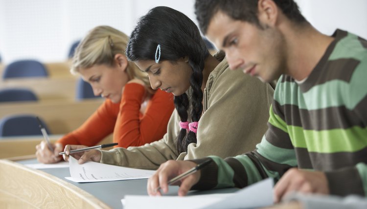 Three Students Taking a Test