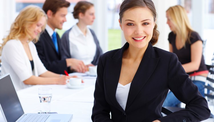 Female executive smiling
