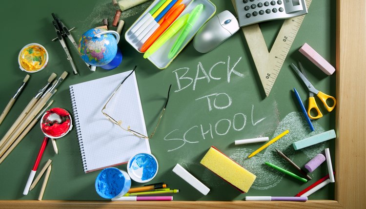 Back to school written blackboard green board
