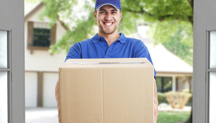 Deliverer holding a box