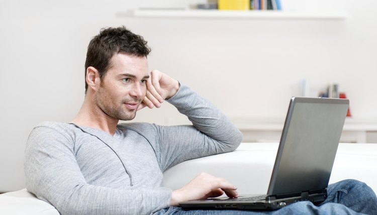 Young man working on laptop