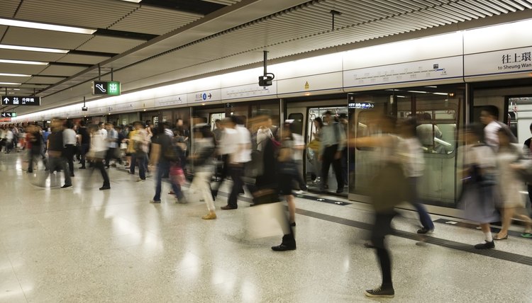 Busy subway station in Hong Kong