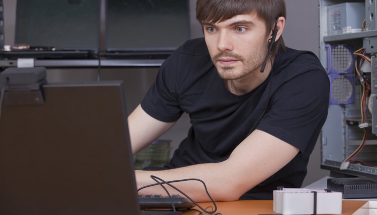 male programmer with headset