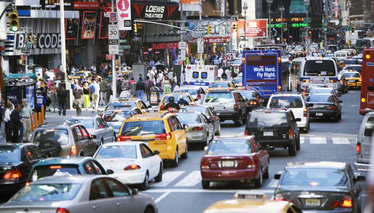 Rush hour in Times Square in New York City, NY, USA