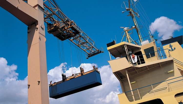 Crane loading freighter